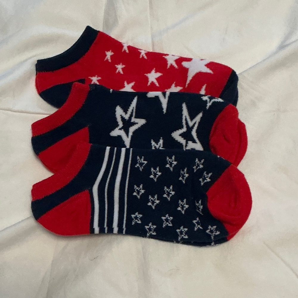 Patriotic Ankle Socks - Red and Navy 3 pairs